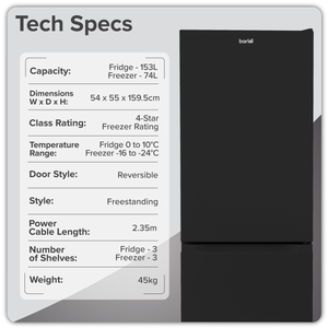 Baridi DH327 60/40 Smart Frost Fridge Freezer 227L Capacity - Black - additional view 8