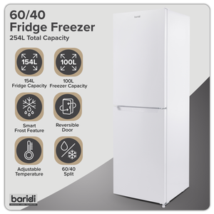 Baridi DH328 50/50 Smart Frost Fridge Freezer 254L Capacity - White - additional view 19