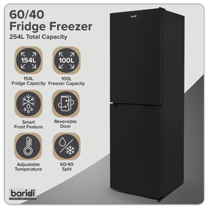 Baridi DH329 50/50 Smart Frost Fridge Freezer 254L Capacity - Black - additional view 17