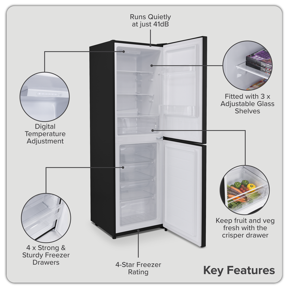 Baridi DH329 50/50 Smart Frost Fridge Freezer 254L Capacity - Black - additional view 2
