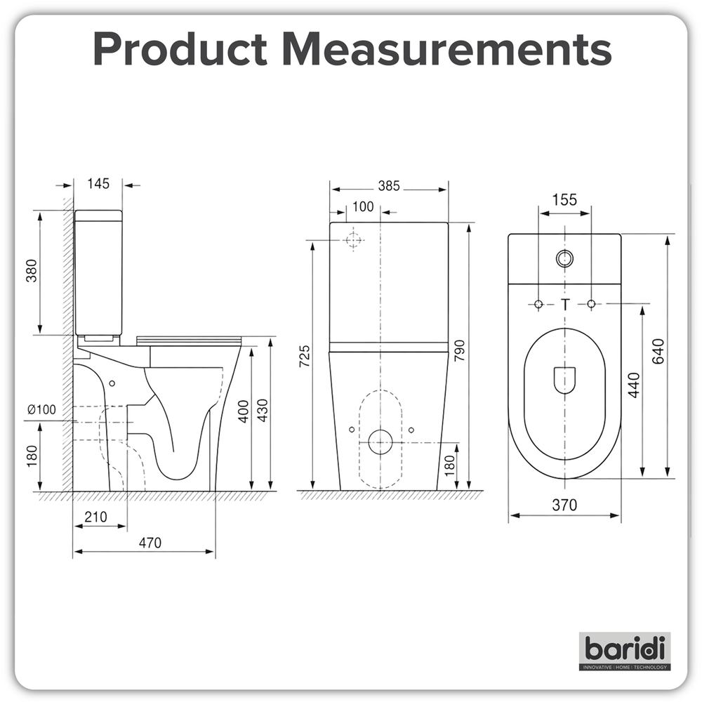 Baridi DH332 Close-Coupled Toilet with Soft Close Seat, Dual Flush Cistern & Rimless Flush - White - additional view 20