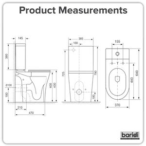 Baridi DH332 Close-Coupled Toilet with Soft Close Seat, Dual Flush Cistern & Rimless Flush - White - additional view 20