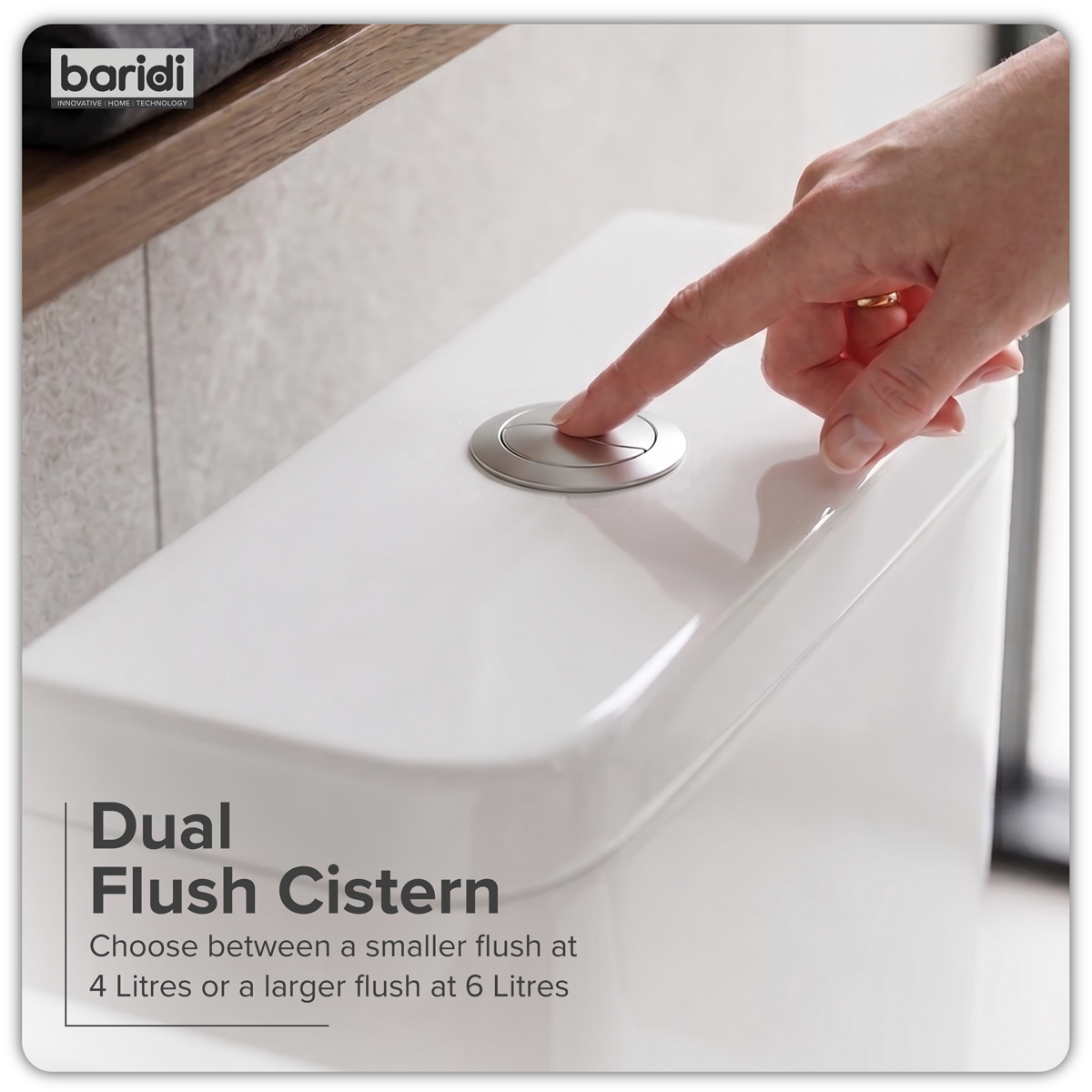 Baridi DH332 Close-Coupled Toilet with Soft Close Seat, Dual Flush Cistern & Rimless Flush - White - additional view 17