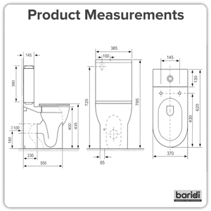 Baridi DH333 Close-Coupled Toilet with Soft Close Seat, Dual Flush Cistern & Rimless Flush - White - additional view 7