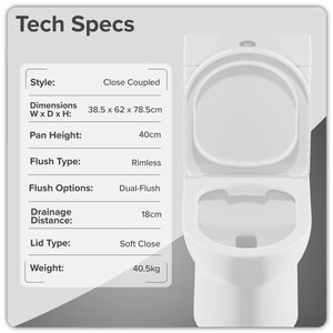 Baridi DH333 Close-Coupled Toilet with Soft Close Seat, Dual Flush Cistern & Rimless Flush - White - additional view 4