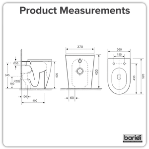 Baridi DH334 Back-to-Wall Toilet with Soft Close Seat & Rimless Flush - White - additional view 18