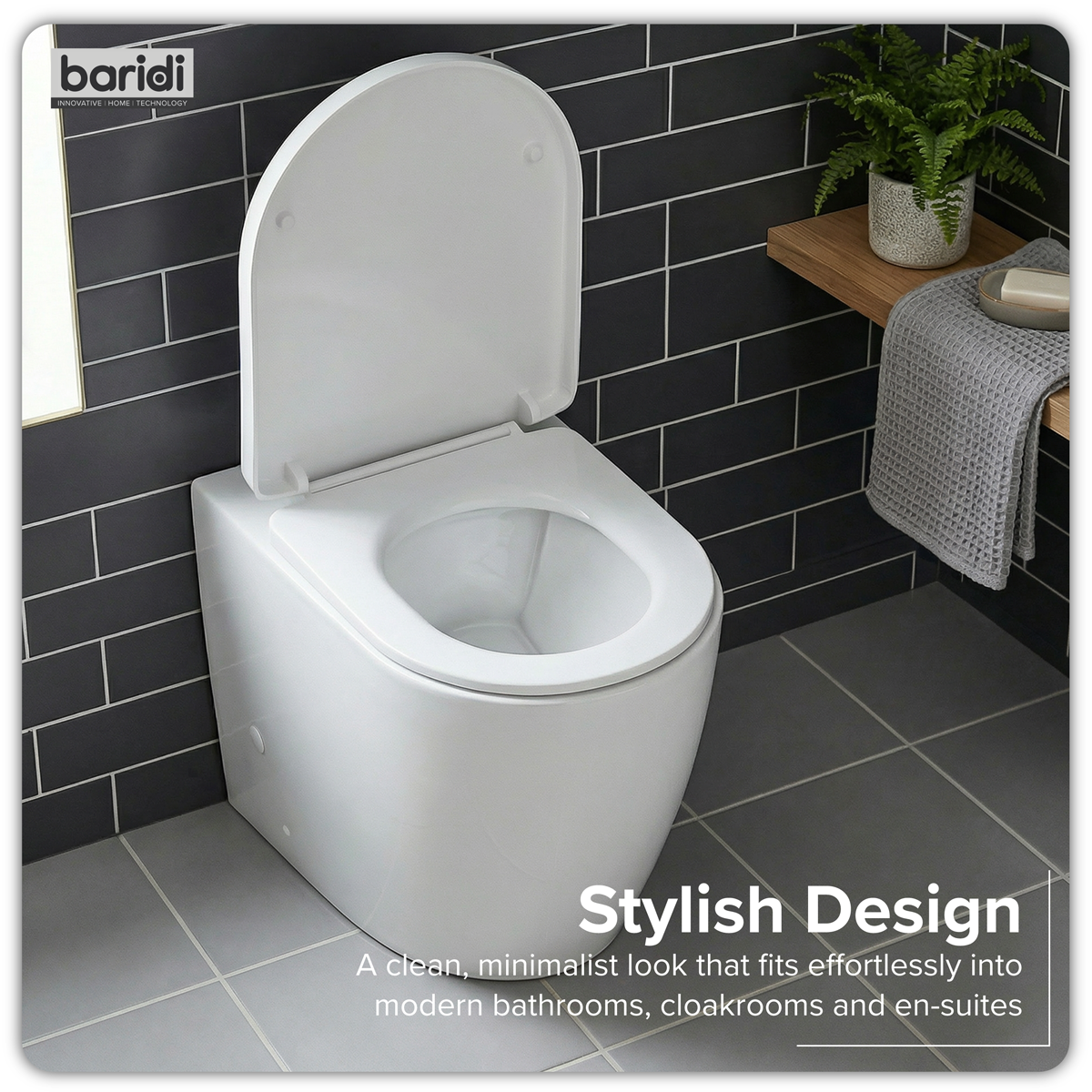 Baridi DH334 Back-to-Wall Toilet with Soft Close Seat & Rimless Flush - White - additional view 15