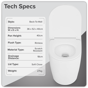 Baridi DH334 Back-to-Wall Toilet with Soft Close Seat & Rimless Flush - White - additional view 17