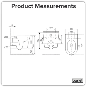 Baridi DH335 Wall Hung Toilet with Soft Close Seat & Rimless Flush - White - additional view 19