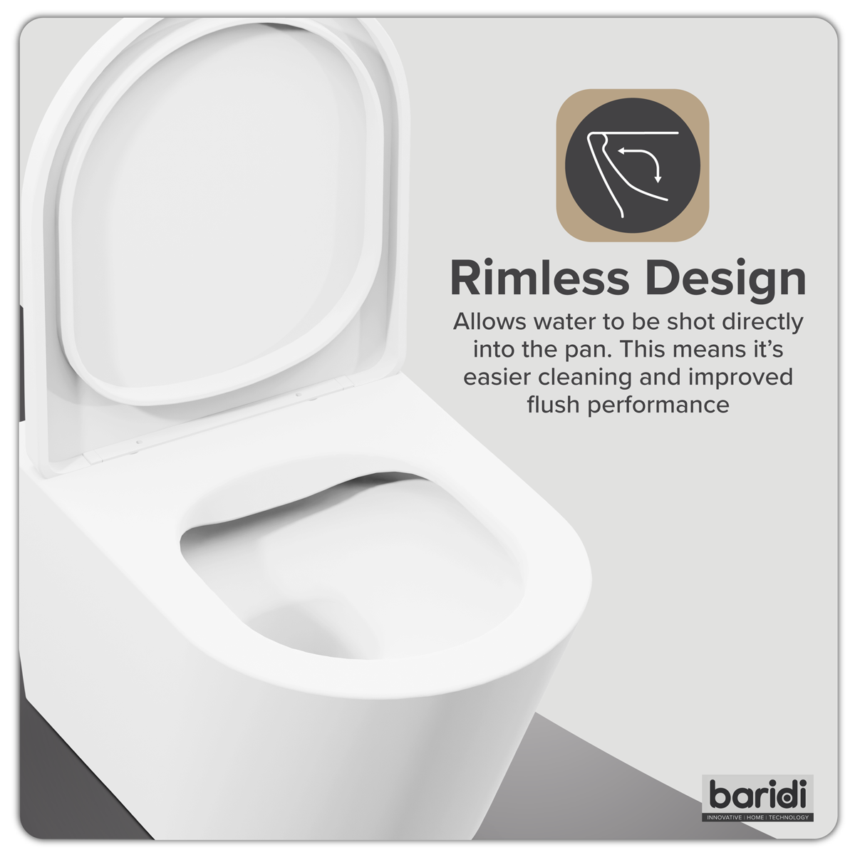 Baridi DH335 Wall Hung Toilet with Soft Close Seat & Rimless Flush - White - additional view 15