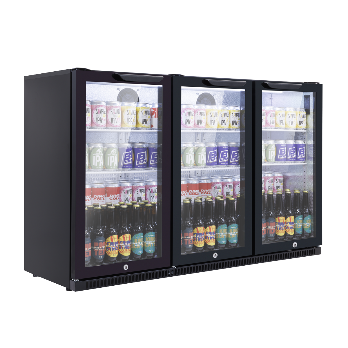 Baridi DH336 Back Bar Drinks Fridge/Cooler with Triple Hinged Door & Security Lock 307L - Black