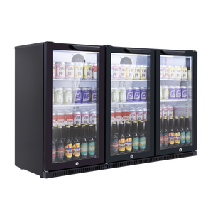 Baridi DH336 Back Bar Drinks Fridge/Cooler with Triple Hinged Door & Security Lock 307L - Black