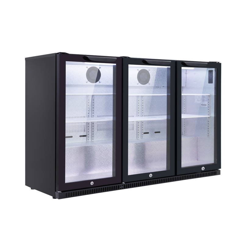 Baridi DH336 Back Bar Drinks Fridge/Cooler with Triple Hinged Door & Security Lock 307L - Black - additional view 5