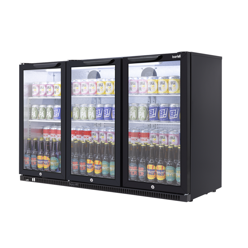 Baridi DH336 Back Bar Drinks Fridge/Cooler with Triple Hinged Door & Security Lock 307L - Black - additional view 6