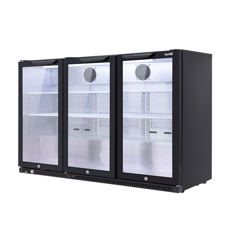 Baridi DH336 Back Bar Drinks Fridge/Cooler with Triple Hinged Door & Security Lock 307L - Black - additional view 7