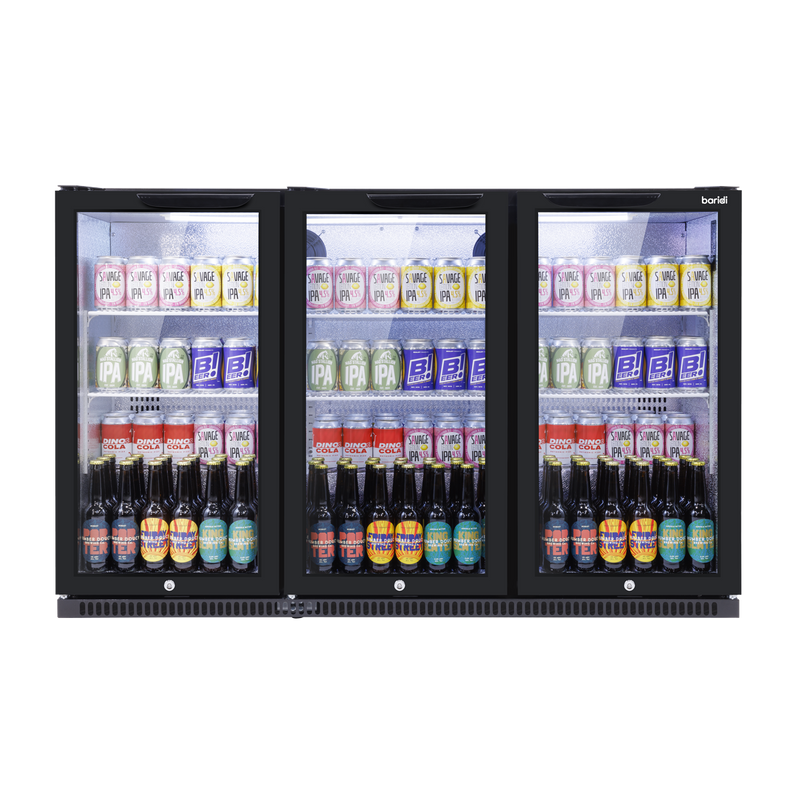Baridi DH336 Back Bar Drinks Fridge/Cooler with Triple Hinged Door & Security Lock 307L - Black - additional view 8