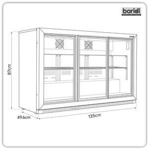 Baridi DH337 Back Bar Drinks Fridge/Cooler with Triple Sliding Door & Security Lock 307L - Black - additional view 16