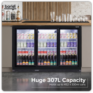 Baridi DH337 Back Bar Drinks Fridge/Cooler with Triple Sliding Door & Security Lock 307L - Black - additional view 12