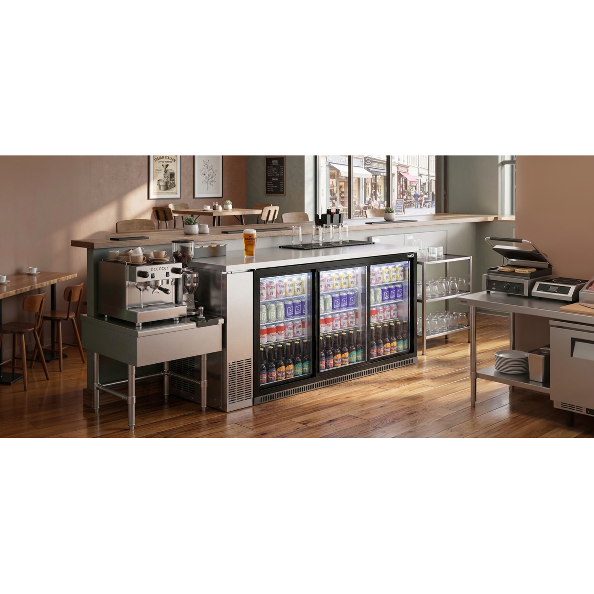 Baridi DH337 Back Bar Drinks Fridge/Cooler with Triple Sliding Door & Security Lock 307L - Black - additional view 13