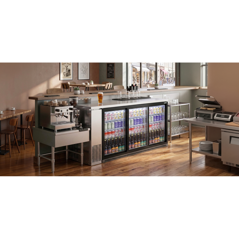 Baridi DH337 Back Bar Drinks Fridge/Cooler with Triple Sliding Door & Security Lock 307L - Black - additional view 13