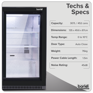 Baridi DH337 Back Bar Drinks Fridge/Cooler with Triple Sliding Door & Security Lock 307L - Black - additional view 15