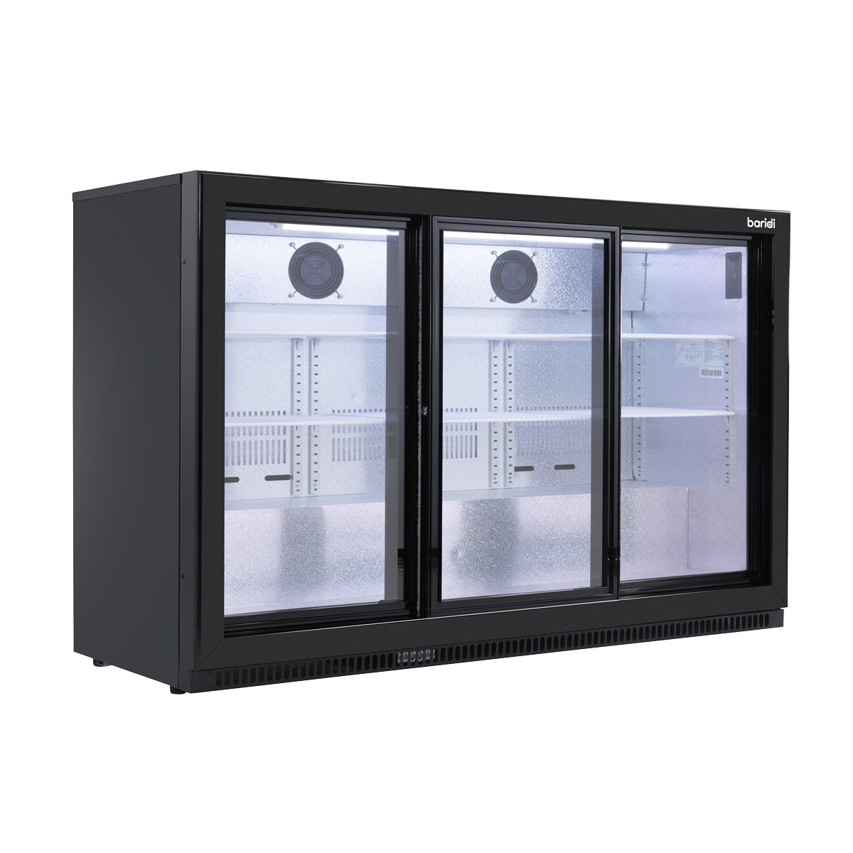 Baridi DH337 Back Bar Drinks Fridge/Cooler with Triple Sliding Door & Security Lock 307L - Black - additional view 5