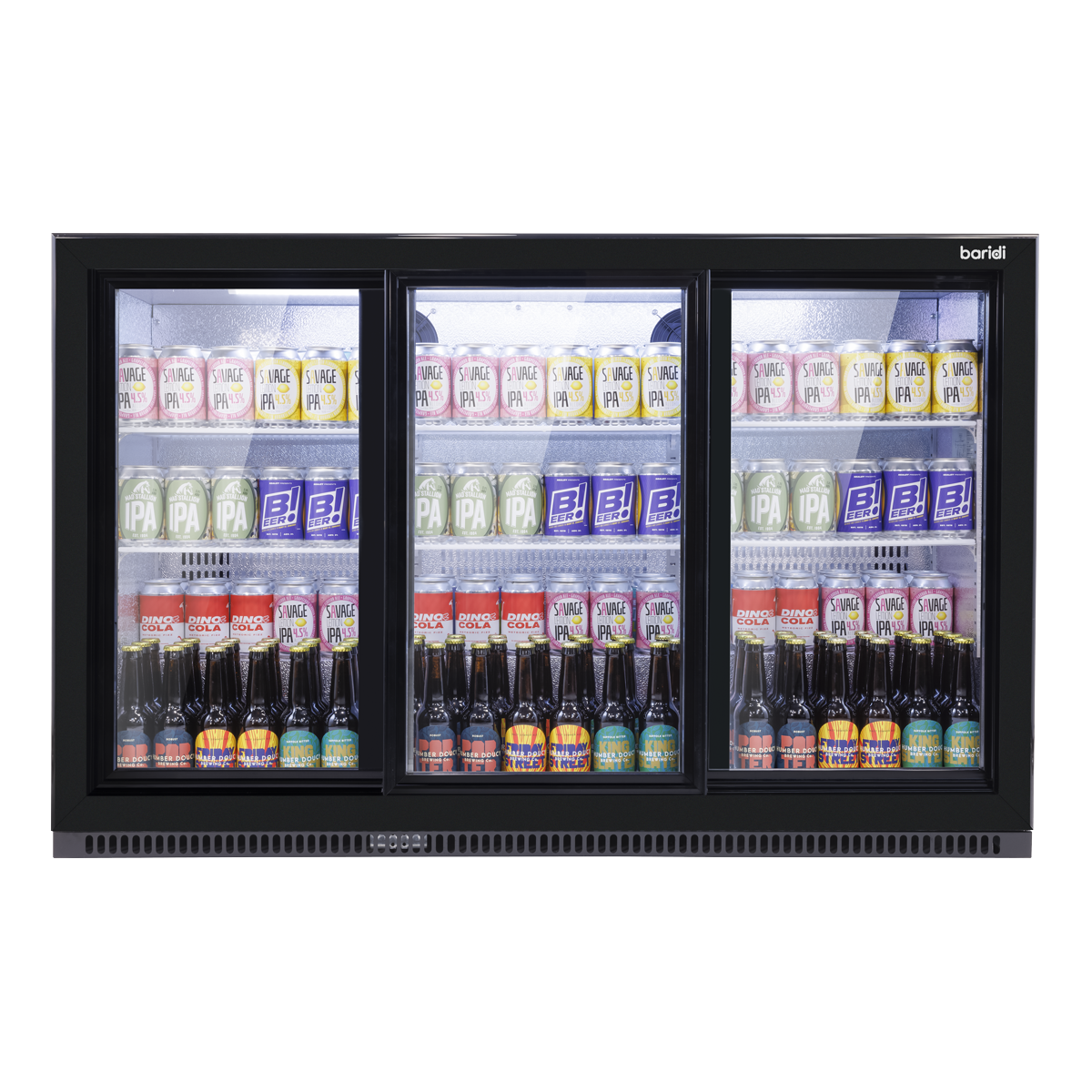 Baridi DH337 Back Bar Drinks Fridge/Cooler with Triple Sliding Door & Security Lock 307L - Black - additional view 7