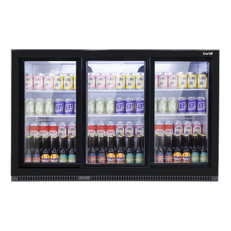 Baridi DH337 Back Bar Drinks Fridge/Cooler with Triple Sliding Door & Security Lock 307L - Black - additional view 7