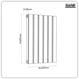 Baridi DH338 Horizontal Radiator Contemporary Double Flat Panel Design 420 x 600mm - Anthracite - additional view 2