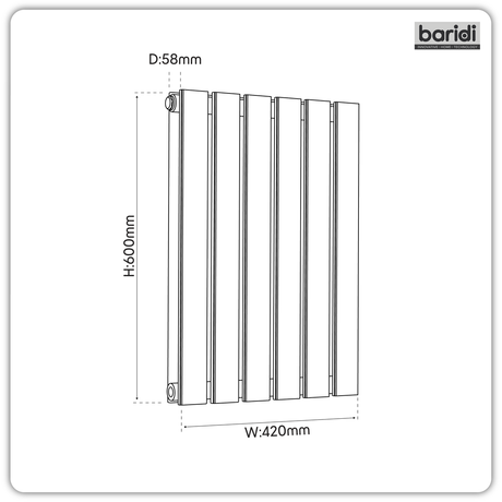 Baridi DH338 Horizontal Radiator Contemporary Double Flat Panel Design 420 x 600mm - Anthracite - additional view 2