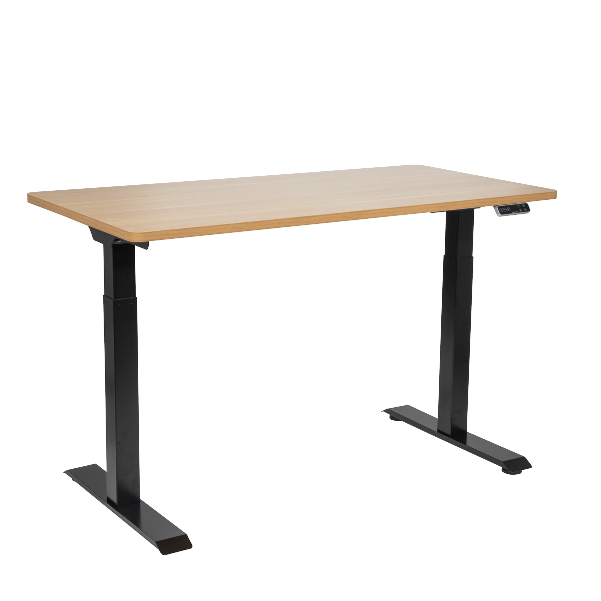Dellonda DH33 Oak Electric Height Adjustable Standing Desk, 1400 x 700mm Dual Motor 100kg