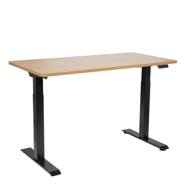 Dellonda DH33 Oak Electric Height Adjustable Standing Desk, 1400 x 700mm Dual Motor 100kg