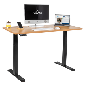 Dellonda DH33 Oak Electric Height Adjustable Standing Desk, 1400 x 700mm Dual Motor 100kg - additional view 3