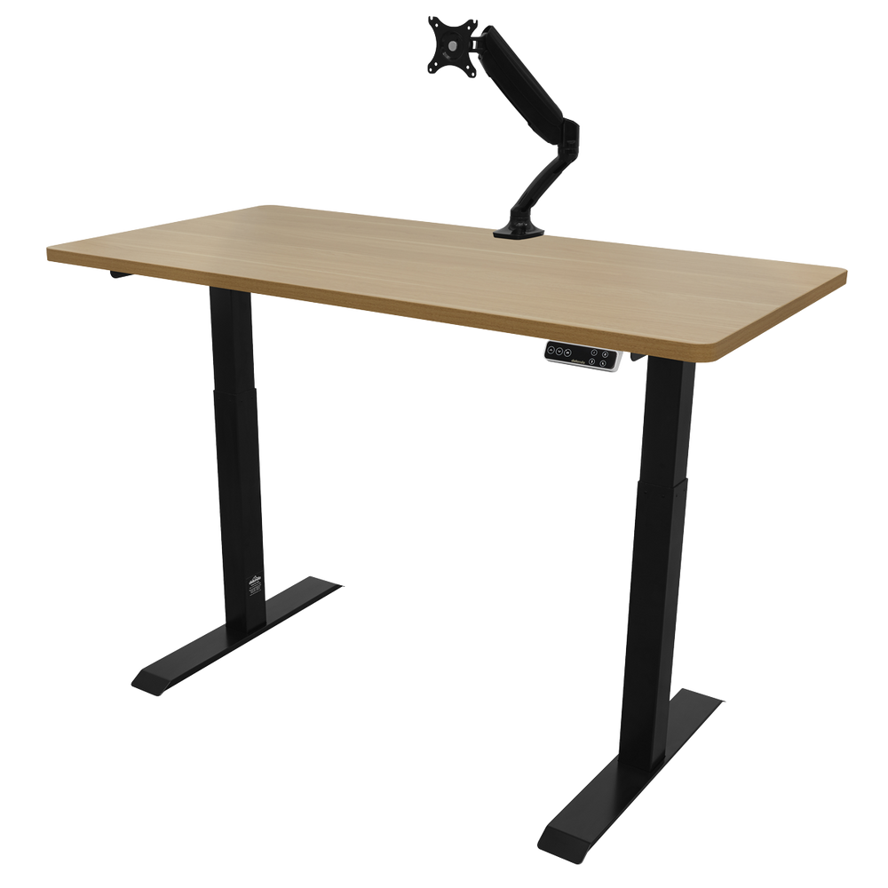 Dellonda DH33 Oak Electric Height Adjustable Standing Desk, 1400 x 700mm Dual Motor 100kg - additional view 5
