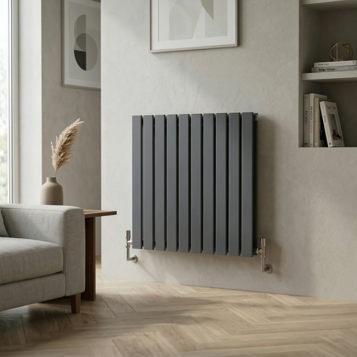 Baridi DH340 Horizontal Radiator Contemporary Double Flat Panel Design 600 x 700mm - Anthracite - additional view 4