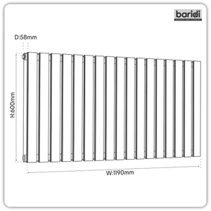 Baridi DH342 Horizontal Radiator Contemporary Double Flat Panel Design 600 x 1190mm - Anthracite - additional view 10