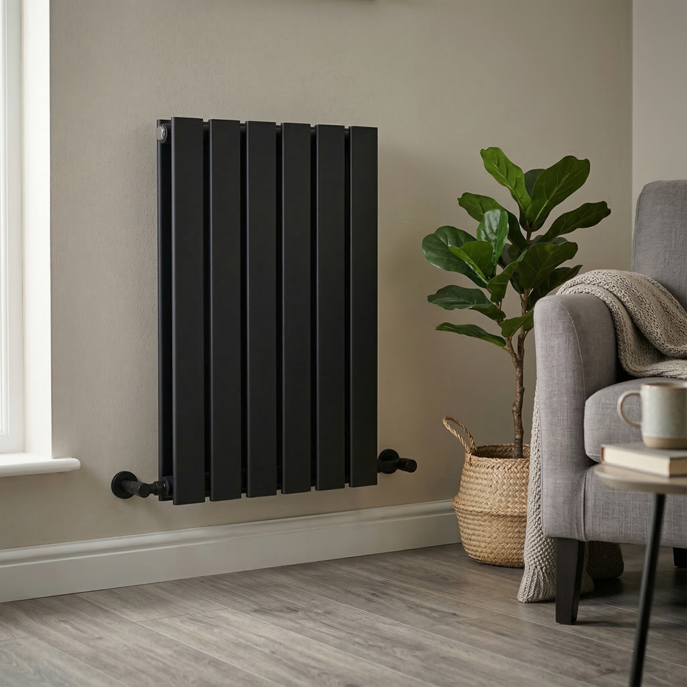 Baridi DH343 Horizontal Radiator Contemporary Double Flat Panel Design 600 x 420mm - Black - additional view 5
