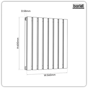 Baridi DH344 Horizontal Radiator Contemporary Double Flat Panel Design 600 x 560mm - Black - additional view 9