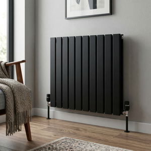 Baridi DH345 Horizontal Radiator Contemporary Double Flat Panel Design 600 x 700mm - Black - additional view 10