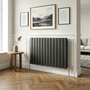 Baridi DH346 Horizontal Radiator Contemporary Double Flat Panel Design 600 x 910mm - Black - additional view 10