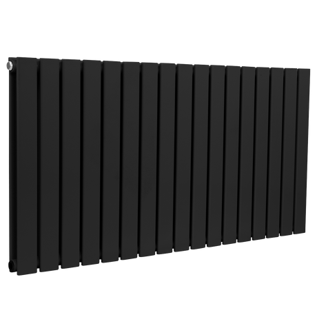 Baridi DH347 Horizontal Radiator Contemporary Double Flat Panel Design 600 x 1190mm - Black