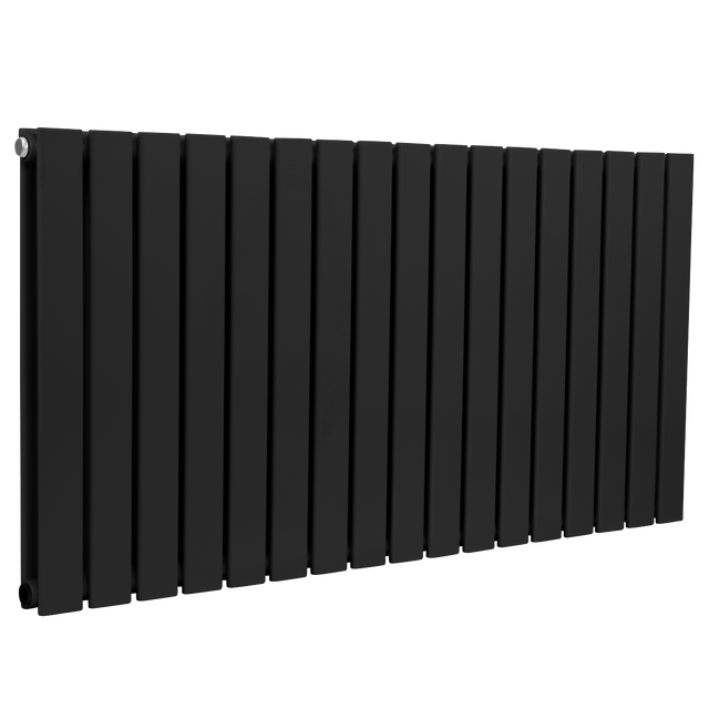 Baridi DH347 Horizontal Radiator Contemporary Double Flat Panel Design 600 x 1190mm - Black