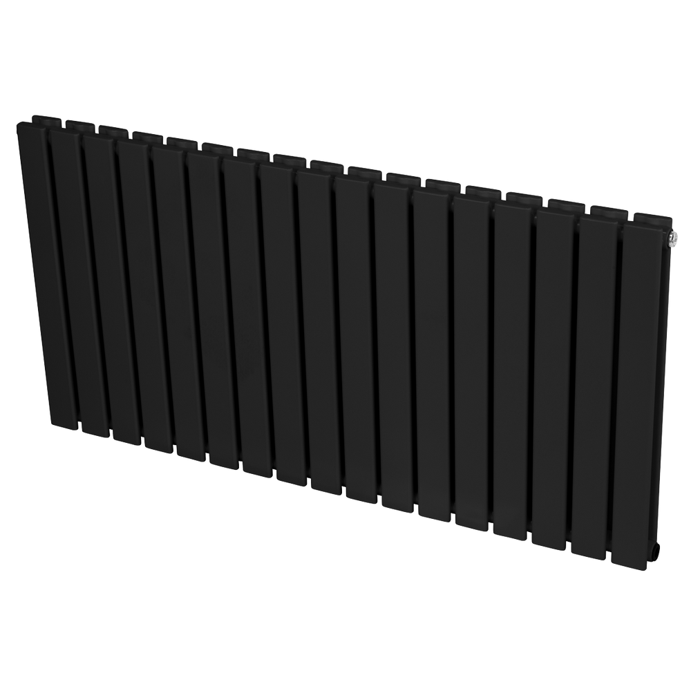Baridi DH347 Horizontal Radiator Contemporary Double Flat Panel Design 600 x 1190mm - Black - additional view 2