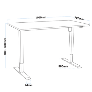 Dellonda DH34 Black Electric Height Adjustable Standing Desk, 1400 x 700mm Dual Motor 100kg - additional view 2