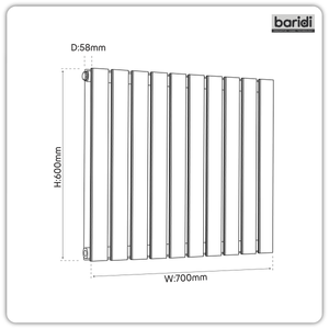 Baridi DH350 Horizontal Radiator Contemporary Double Flat Panel Design 600 x 700mm - White - additional view 10
