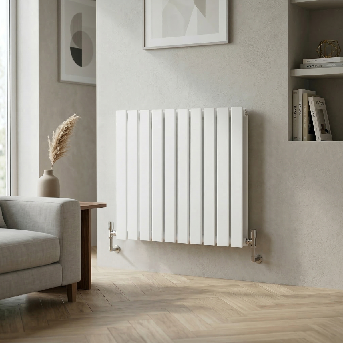 Baridi DH350 Horizontal Radiator Contemporary Double Flat Panel Design 600 x 700mm - White - additional view 2