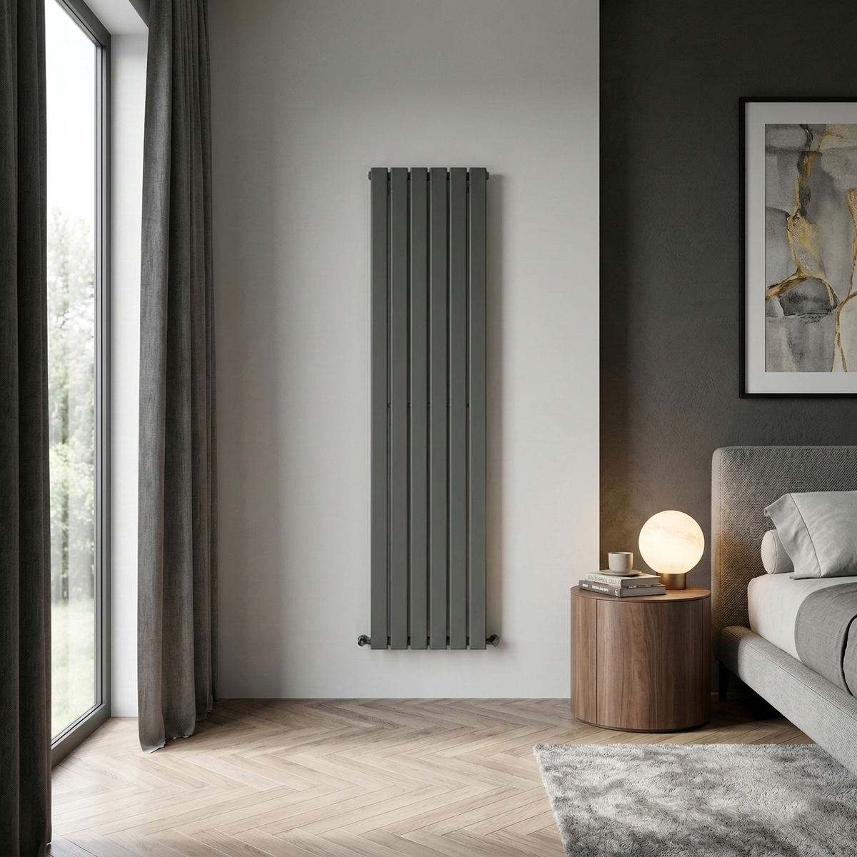 Baridi DH353 Vertical Radiator Contemporary Double Flat Panel Design 420 x 1800mm - Anthracite - additional view 3