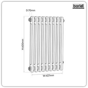 Baridi DH352 Horizontal Radiator Contemporary Double Flat Panel Design 600 x 1190mm - White - additional view 6