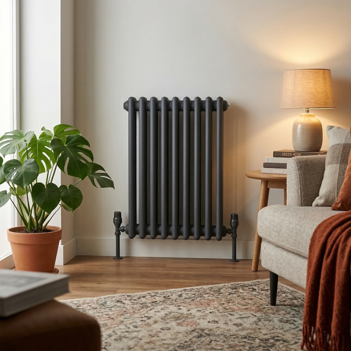 Baridi DH356 Horizontal Traditional 2 Column Radiator 600 x 427mm - Anthracite - additional view 4