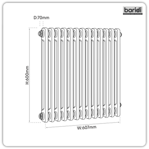 Baridi DH357 Horizontal Traditional 2 Column Radiator 600 x 607mm - Anthracite - additional view 11